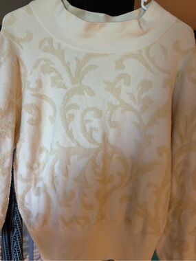 Anthropologie Cream Textured mock Turtleneck Sweater
